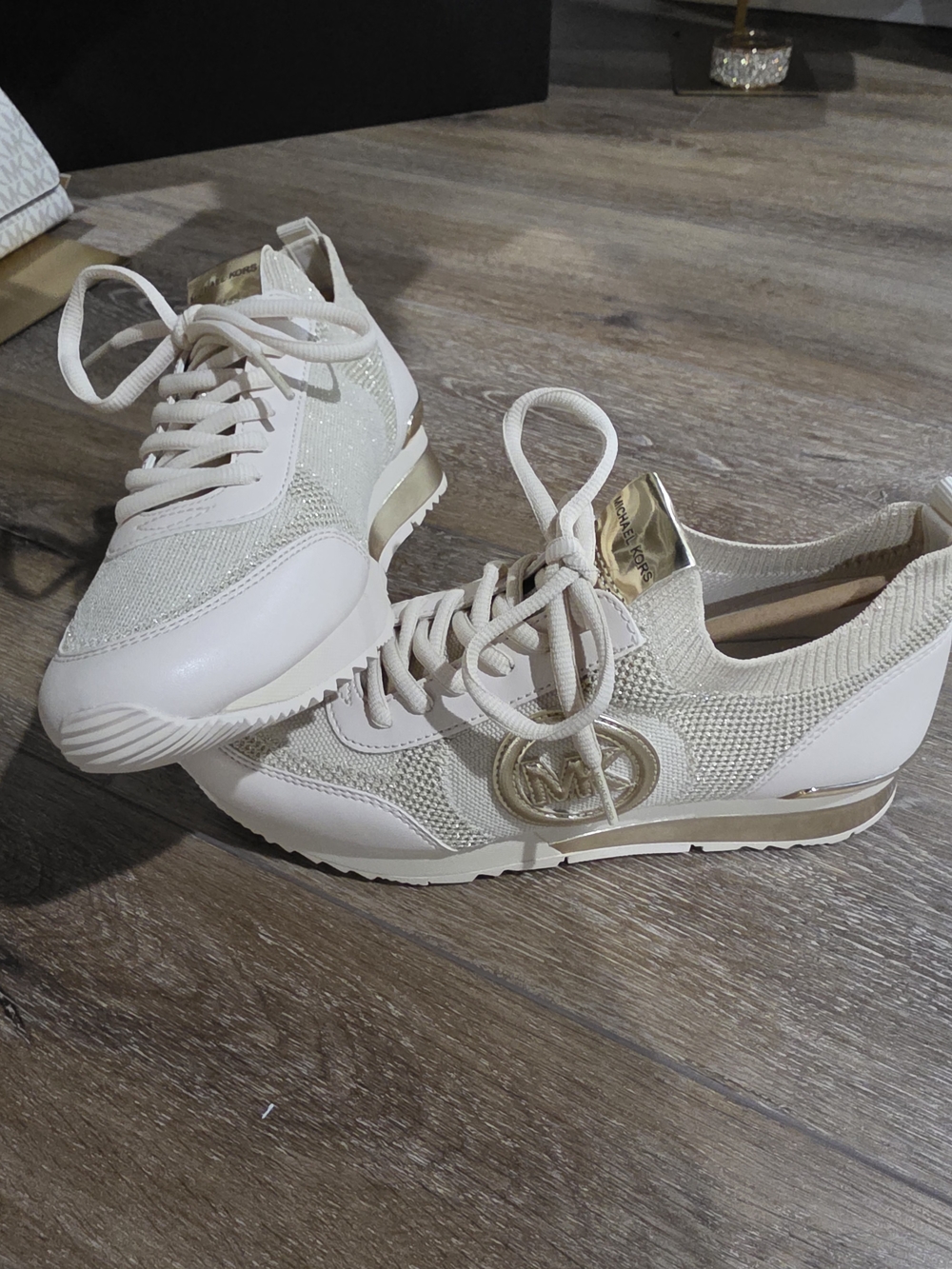 Michael Kors Beige Knit Runner Sneakers